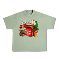 Oil Green Christmas hot chocolate cup with gift and letters Urban Heavy Tee - AdoDesignShop