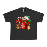 Pigment Black Christmas hot chocolate cup with gift and letters Urban Heavy Tee - AdoDesignShop