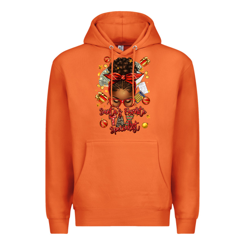 Santa Favorite Tax Specialist Afro Messy Bun Premium Hoodie by texasbilliewilder | Teevron