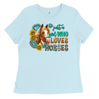 Baby Blue western just a girl who loves horses Ladies Tee - texasbilliewilder