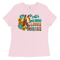Bubblegum Pink western just a girl who loves horses Ladies Tee - texasbilliewilder