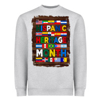 Heather Grey hispanic haritage month flags with background Heavyweight Sweatshirt - BundleAndBundleShop