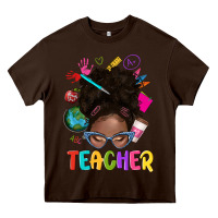 Chocolate Brown teacher afro messy bun Heavy Core Tee - texasbilliewilder