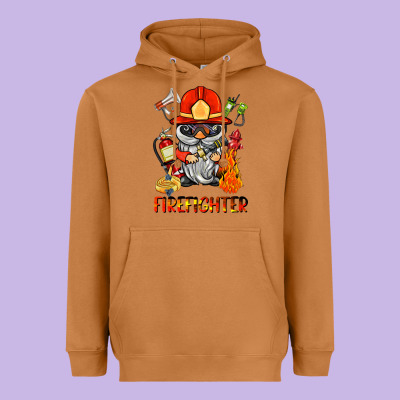 Firefighter Gnome Heavyweight Hoodie Designed By Barkaloodesign