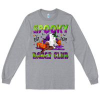 Heather Grey Spooky babes club Long Sleeve Tee - NancyCooperArtShop