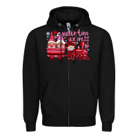 Black valentines express with gnomies Zipper Hoodie - NancyCooperArtShop