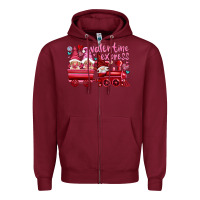 Burgundy valentines express with gnomies Zipper Hoodie - NancyCooperArtShop