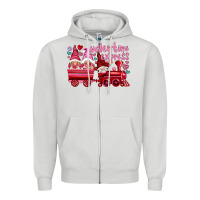 Dove Grey valentines express with gnomies Zipper Hoodie - NancyCooperArtShop