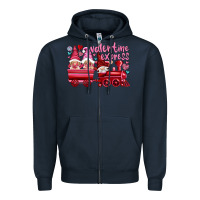 Navy valentines express with gnomies Zipper Hoodie - NancyCooperArtShop