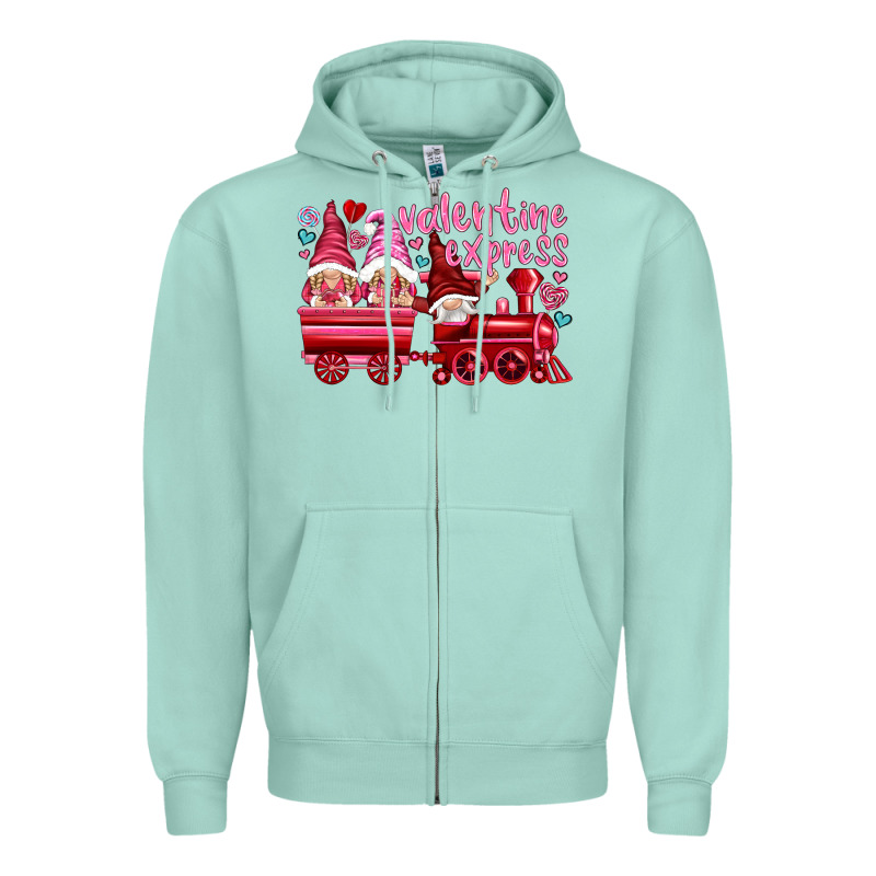 Valentines Express With Gnomies Zipper Hoodie by NancyCooperArtShop | Teevron