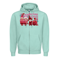 Seafoam valentines express with gnomies Zipper Hoodie - NancyCooperArtShop