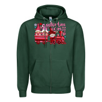 Sports Green valentines express with gnomies Zipper Hoodie - NancyCooperArtShop