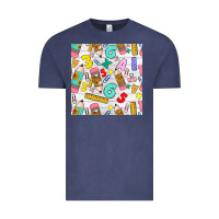 Vintage Denim back to school seamless pattern Vintage Tee - BundleAndBundleShop
