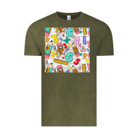 Vintage Olive back to school seamless pattern Vintage Tee - BundleAndBundleShop