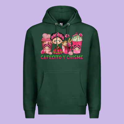 Cafecito Y Chisme With Coffee Cups Premium Hoodie Designed By Texasbilliewilder