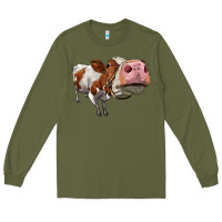 Army Green cute simmental cow Long Sleeve Tee - LillyAllenDesigns