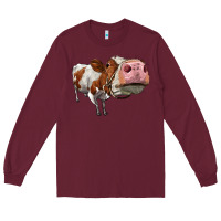 Burgundy cute simmental cow Long Sleeve Tee - LillyAllenDesigns
