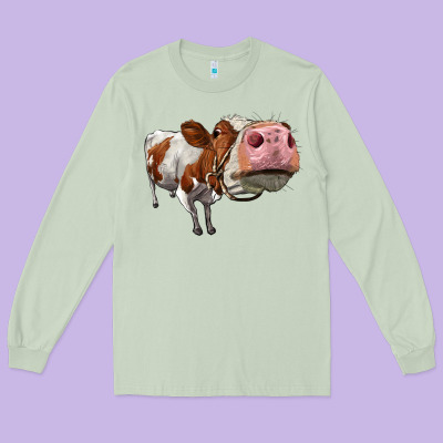 Cute Simmental Cow Long Sleeve Tee Designed By Lillyallendesigns