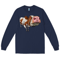 Navy cute simmental cow Long Sleeve Tee - LillyAllenDesigns