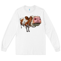 White cute simmental cow Long Sleeve Tee - LillyAllenDesigns