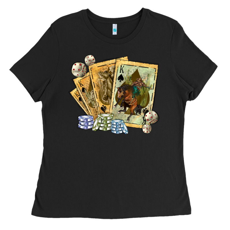 Western Rodeo Playing Cards Tbw Ladies Tee by texasbilliewilder | Teevron
