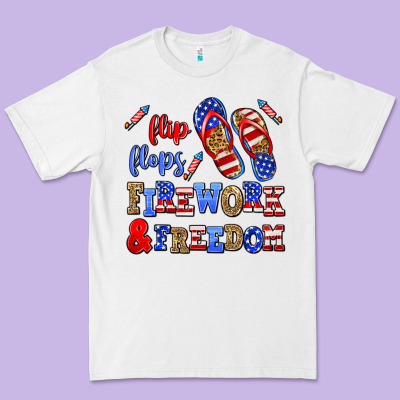 Flip Flops Fireworks And Freedom Premium Tee Designed By Adodesignshop