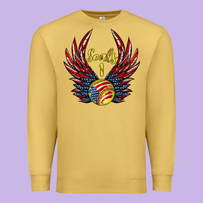 Angel Wings Softball Premium Sweatshirt Designed By Jasminsmagicworld