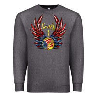 Charcoal Heather angel wings softball Premium Sweatshirt - Jasminsmagicworld