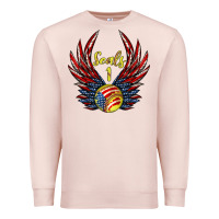 Pale Pink angel wings softball Premium Sweatshirt - Jasminsmagicworld
