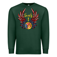 Sports Green angel wings softball Premium Sweatshirt - Jasminsmagicworld