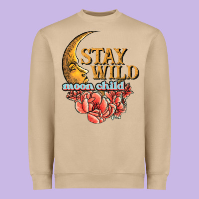 Stay Wild Moon Child Heavyweight Sweatshirt Designed By Jahusdesignshop