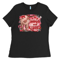 Valentines Day Pig Hogs And Kisses Ladies Tee | Teevron