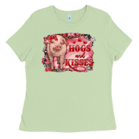 Matcha Valentines Day Pig Hogs And Kisses Ladies Tee - RanaPortraitStore
