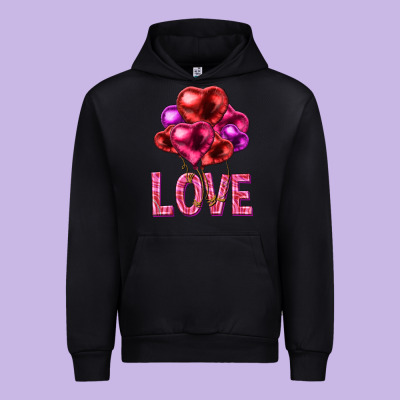 Love Heart Balloons Valentine's Day Urban Hoodie Designed By Howdyjamesfarm