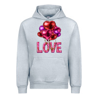 Heather Grey Love heart balloons Valentine's Day Urban Hoodie - HowdyJamesFarm