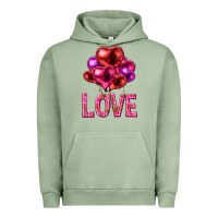 Pigment Oil Green Love heart balloons Valentine's Day Urban Hoodie - HowdyJamesFarm