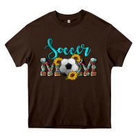 Chocolate Brown western leopard cowhide sunflowers  glitter mom soccer Heavy Core Tee - Artiststas