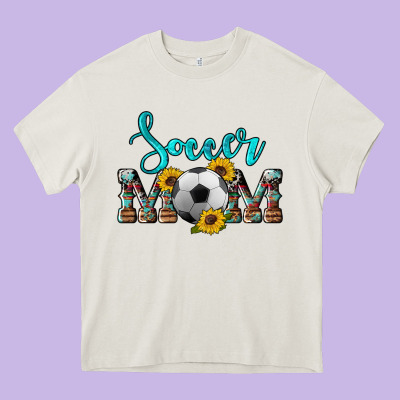 Western Leopard Cowhide Sunflowers  Glitter Mom Soccer Heavy Core Tee Designed By Artiststas
