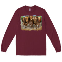 Burgundy 3 red angus bulls Long Sleeve Tee - LillyAllenDesigns
