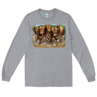 Heather Grey 3 red angus bulls Long Sleeve Tee - LillyAllenDesigns
