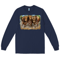 Navy 3 red angus bulls Long Sleeve Tee - LillyAllenDesigns