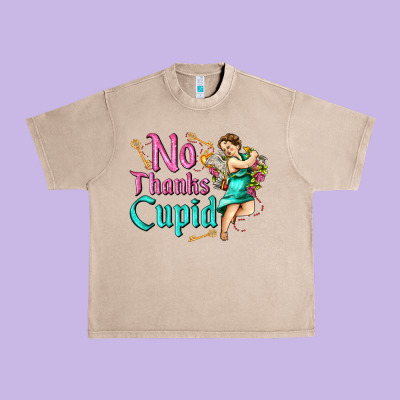 No Thanks Cupid Urban Heavy Tee Designed By Adodesignshop