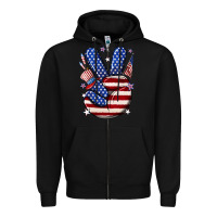 Black peace 4th july Zipper Hoodie - NancyCooperArtShop