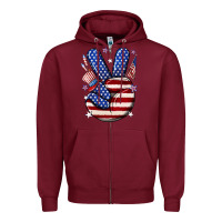 Burgundy peace 4th july Zipper Hoodie - NancyCooperArtShop