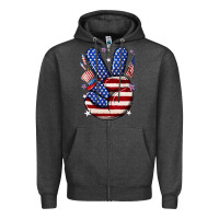 Charcoal Heather peace 4th july Zipper Hoodie - NancyCooperArtShop