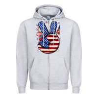Heather Grey peace 4th july Zipper Hoodie - NancyCooperArtShop