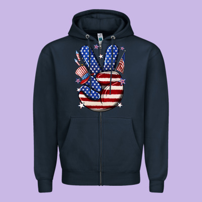 Peace 4th July Zipper Hoodie Designed By Nancycooperartshop
