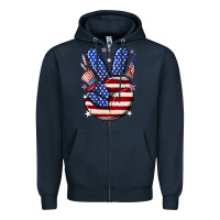 Navy peace 4th july Zipper Hoodie - NancyCooperArtShop