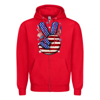 Red peace 4th july Zipper Hoodie - NancyCooperArtShop