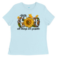 Baby Blue with god all things are possible Ladies Tee - texasbilliewilder